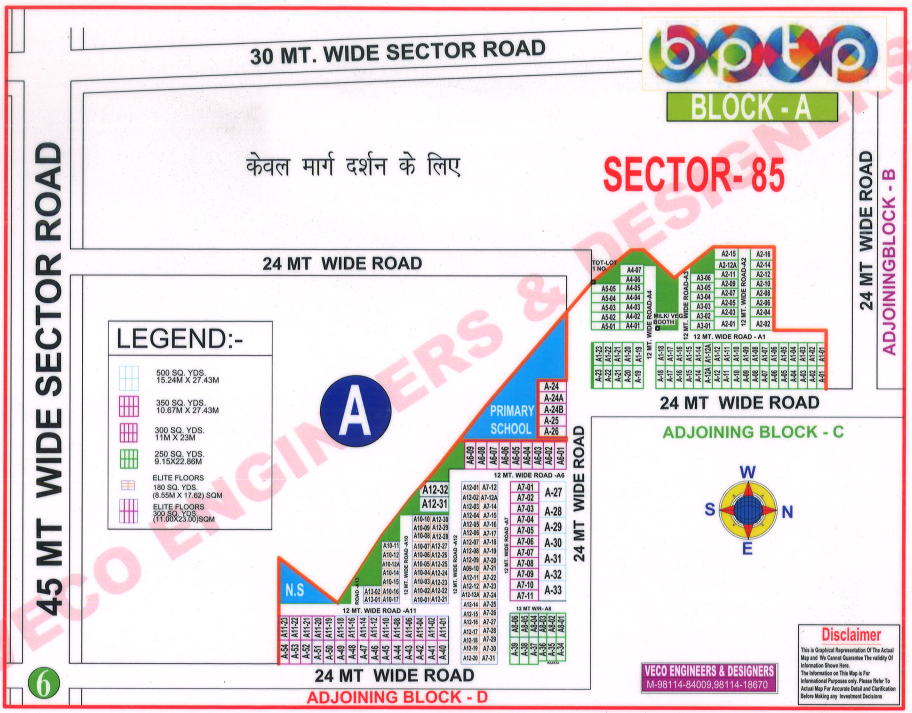 BPTP Parklands Plot Sector-85 A-Block Faridabad Map